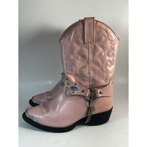Laredo Little Kids Youth Size 10.5 D Pink Harness Cowboy Western Boots *worn*